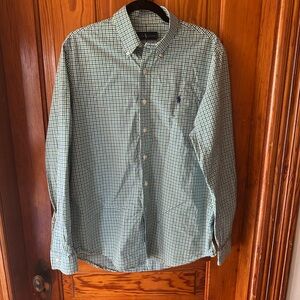 Polo by Ralph Lauren Green and Blue Casual Button Down Shirt